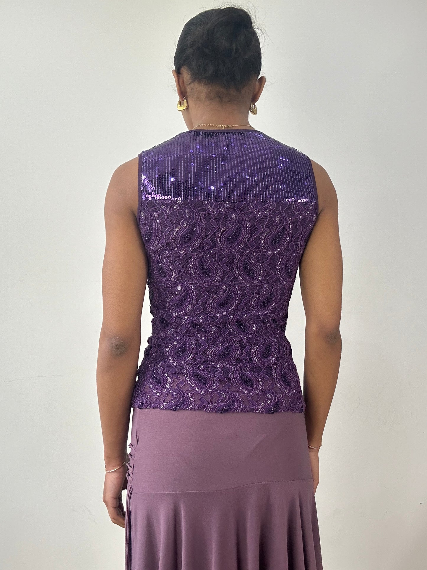 vintage edit fifteen | small purple embellished tank top with sequins