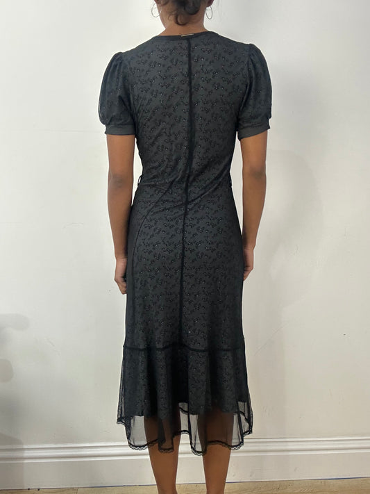BEST PICKS | medium vive maria black midi dress with mesh overlay