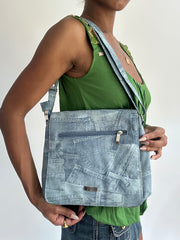 summermaxxing drop | blue denim patchwork shoulder bag