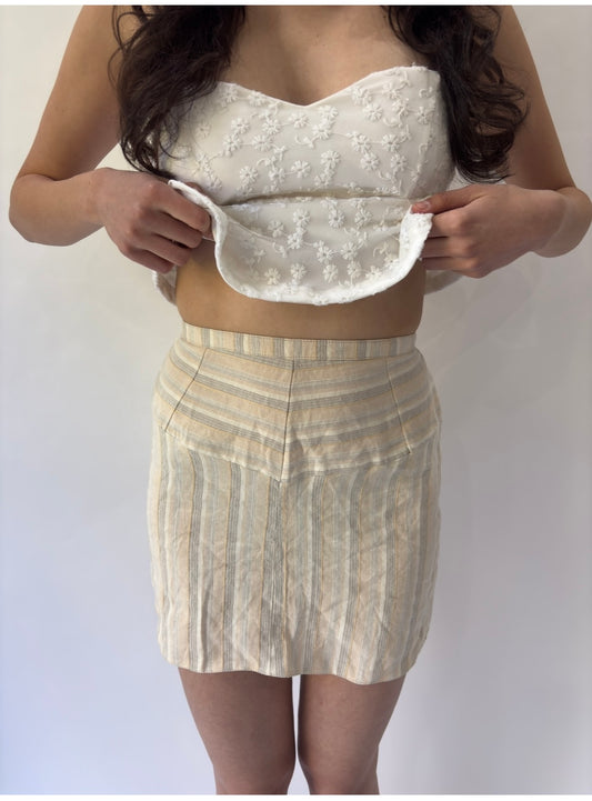 devil wears prada | small beige pinstripe mini skirt