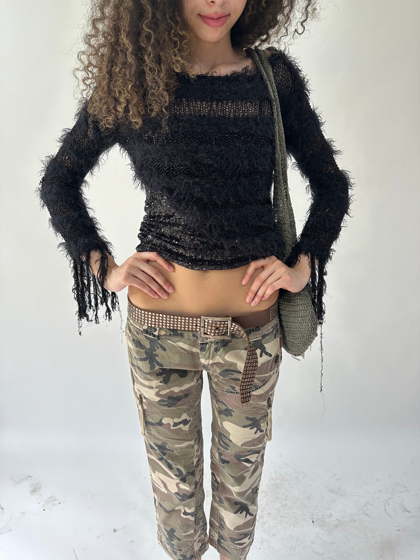 festival drop | small black knit asymmetric cropped jumper