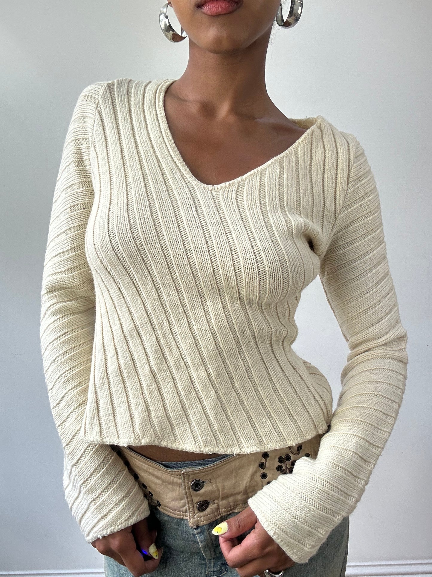 BEST PICKS | small cream calvin klein jumper with ribbed detail