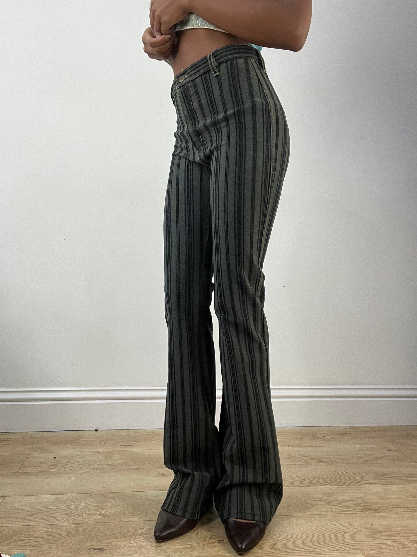 BEST PICKS | small grey and navy stripy high waisted trousers