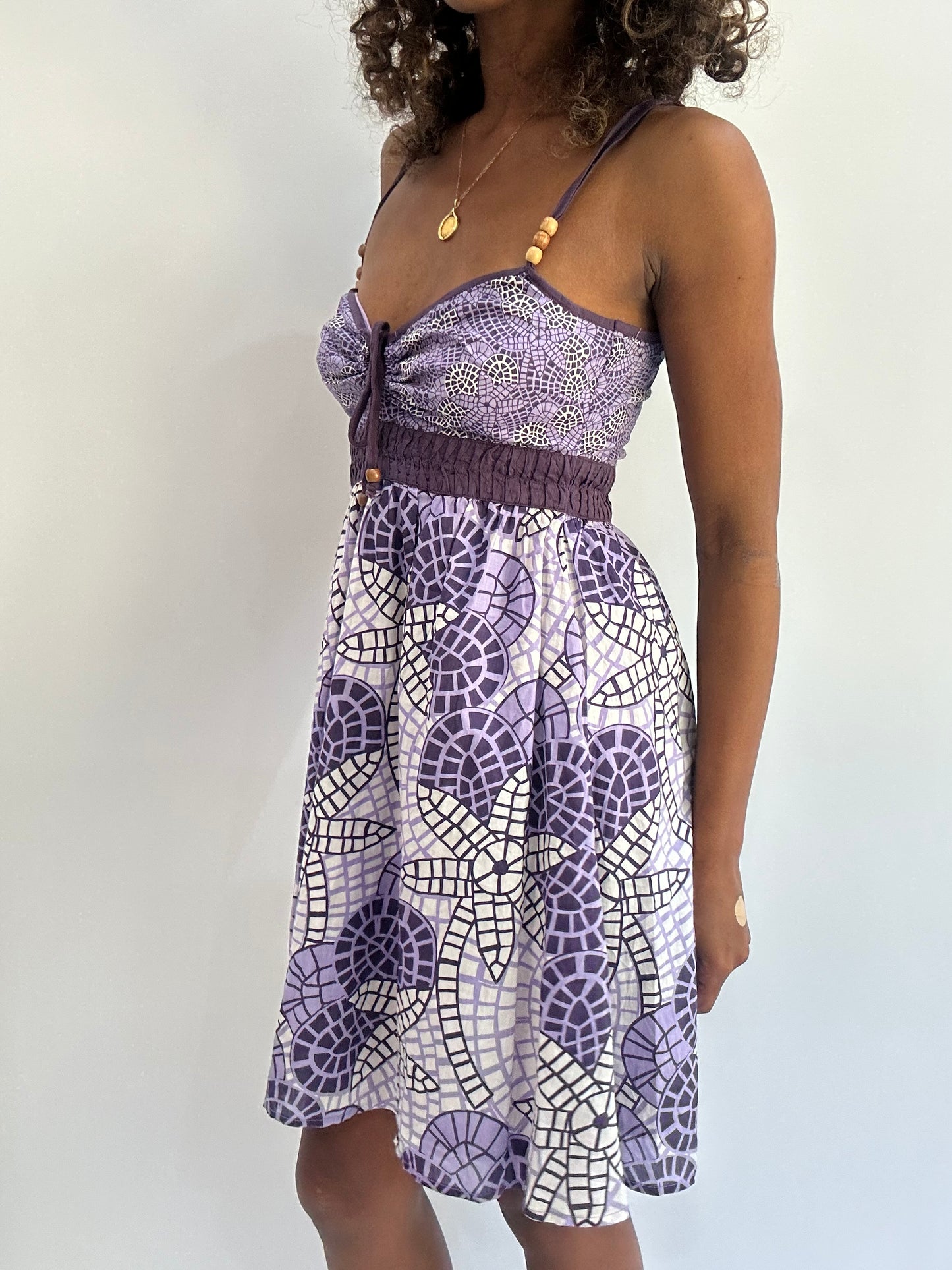 beach drop | small purple only patterned mini dress