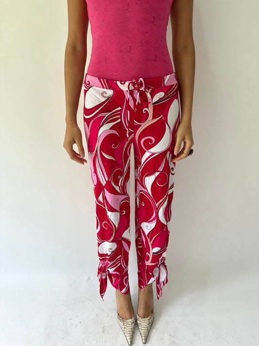 festival drop | medium pink and white swirly pattern trousers