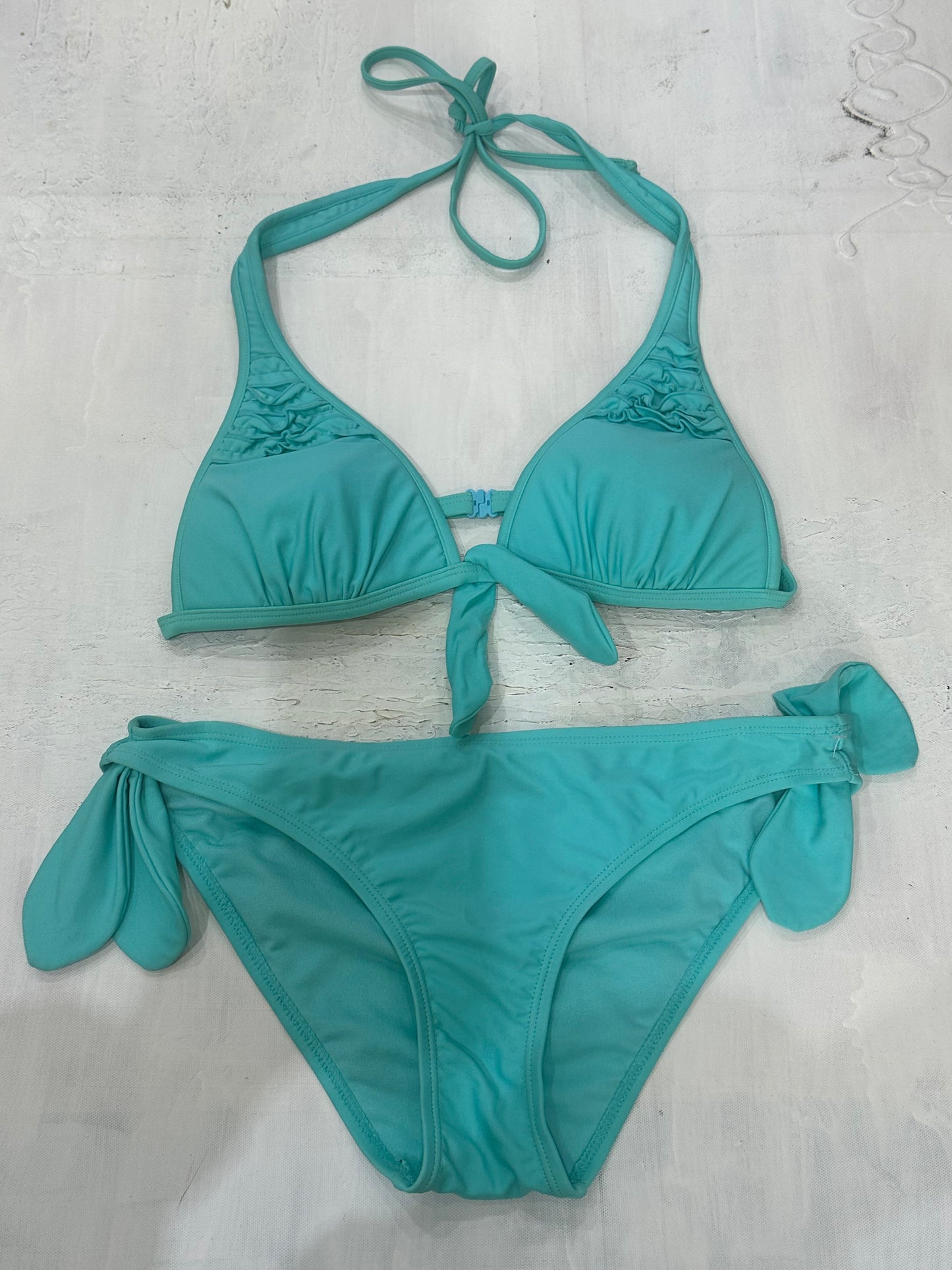 zara larsson drop | small/medium blue ruffle bikini set