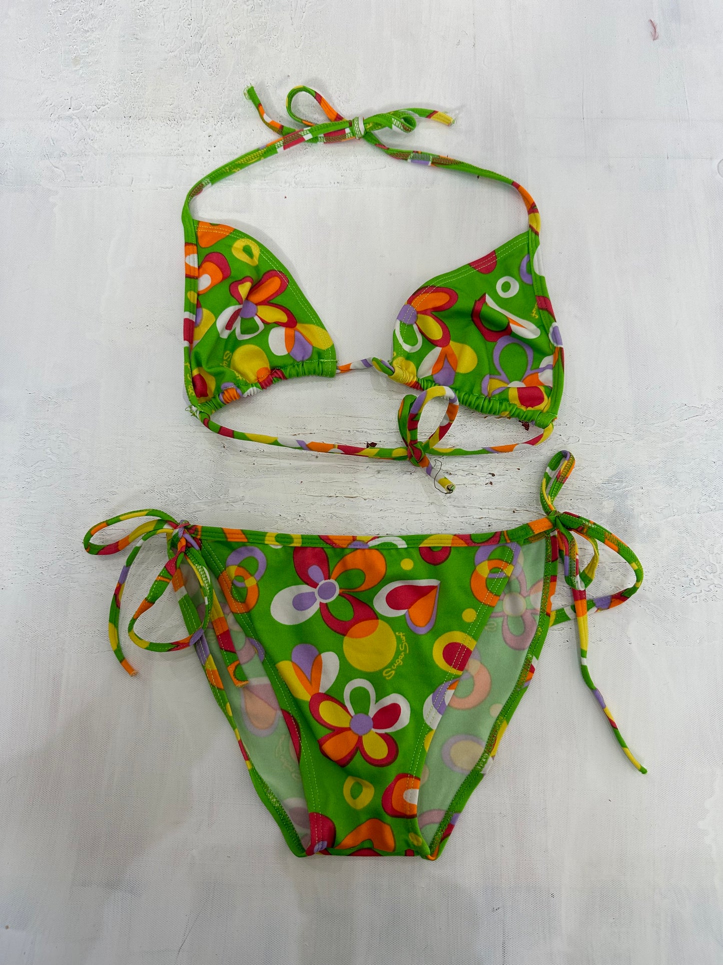 vintage edit twenty-one | small green floral patterned bikini set