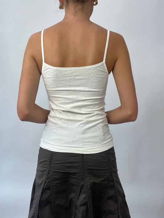 BRAT GIRL SUMMER DROP | small white cami with floral pattern all over