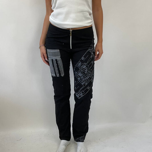 💚 HAILEY BIEBER DROP | small black graphic embroidered trousers
