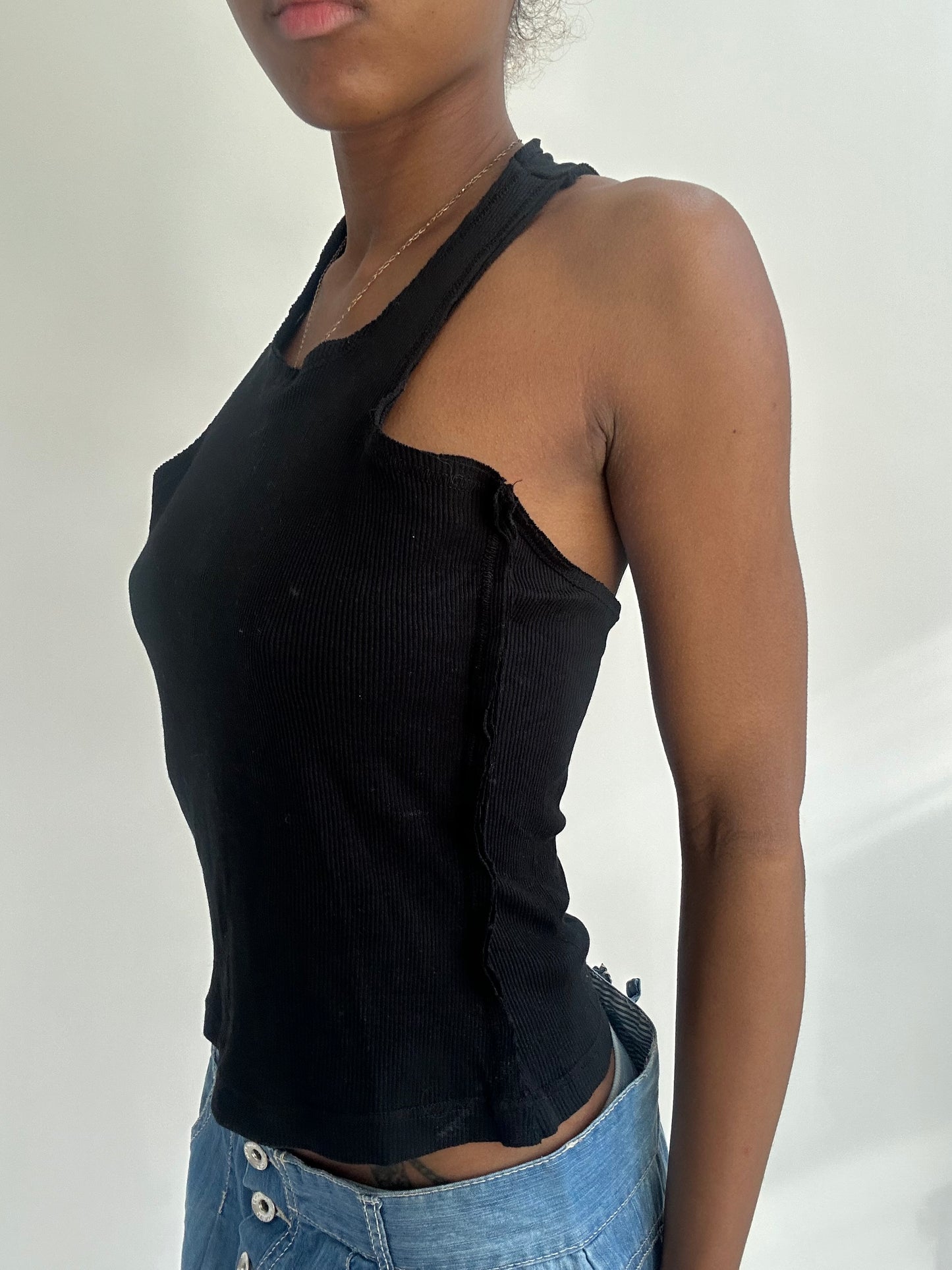 ‼️ | medium black racer back top with beading details
