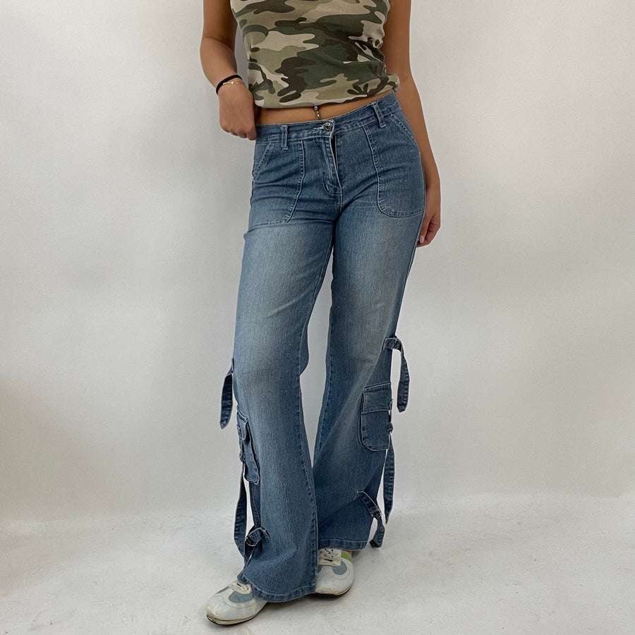 💚💻INSTA BADDIE DROP | small blue denim cargo jeans