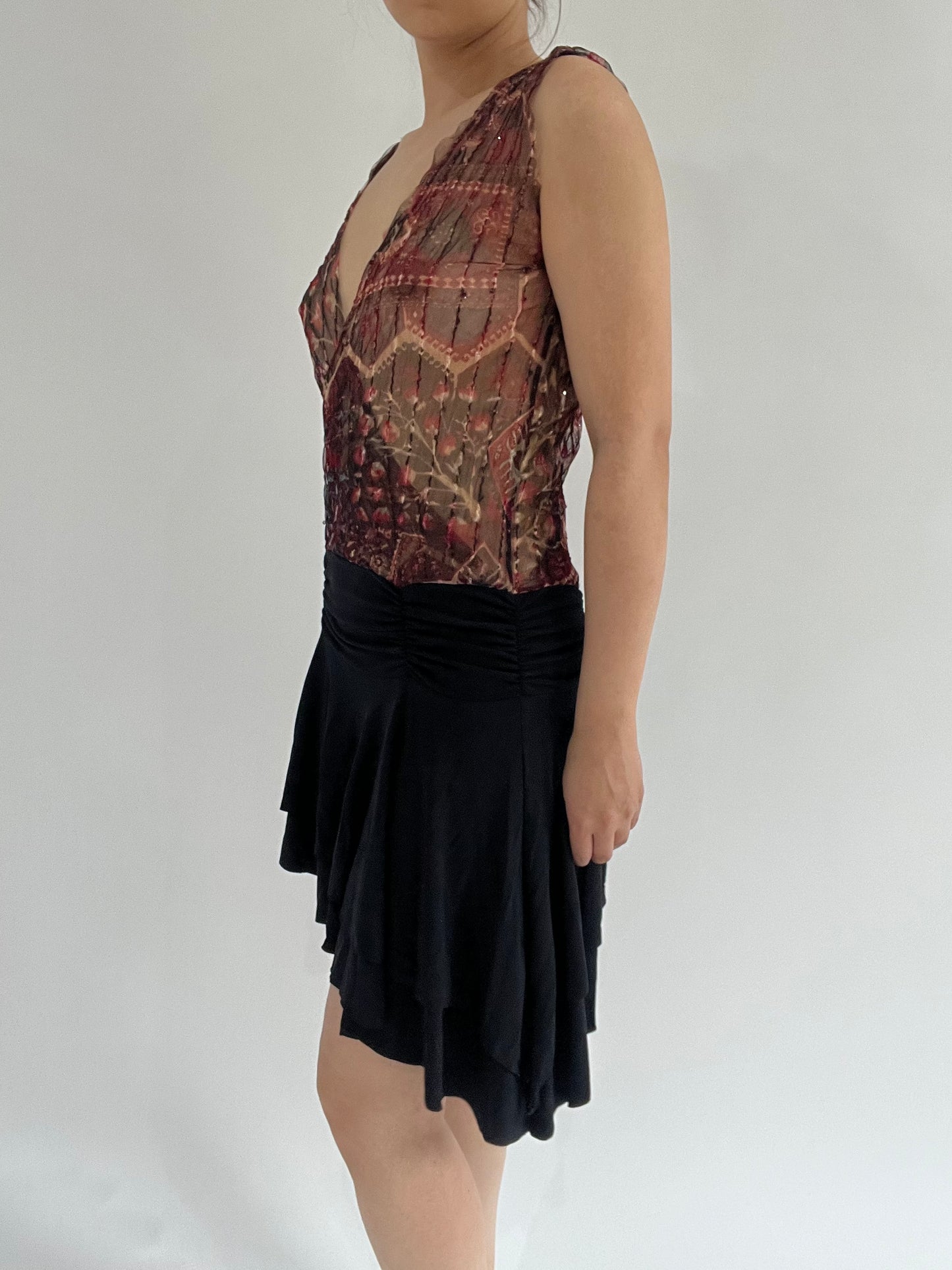 ‼️ small black sleeveless sequin print detail dress