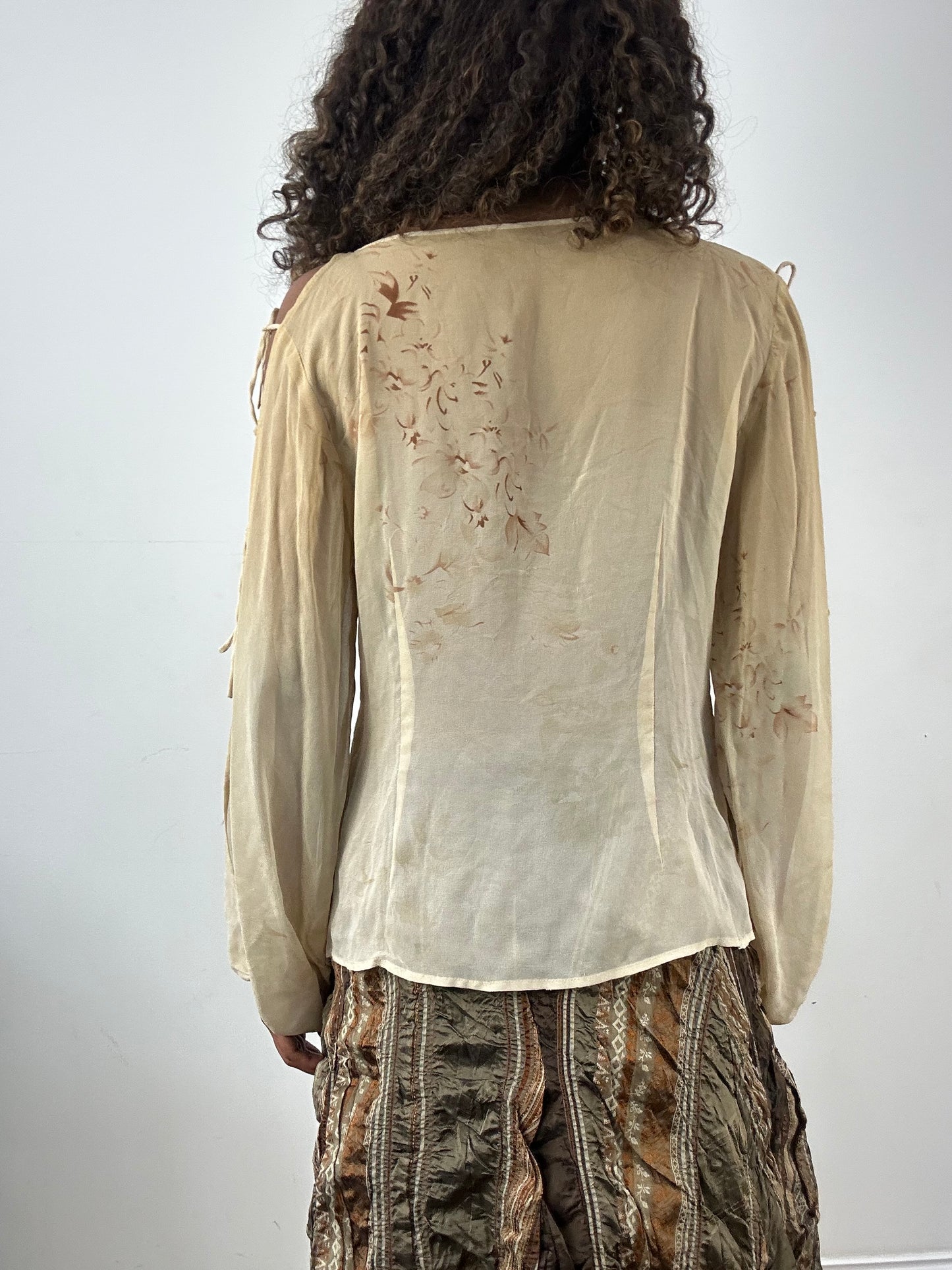 vintage edit thirty-four | small beige sheer long sleeve top