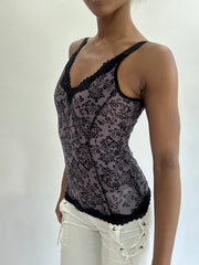 olivia rodrigo drop | taille: XS · couleur: violet · article: débardeur · détails: à motifs