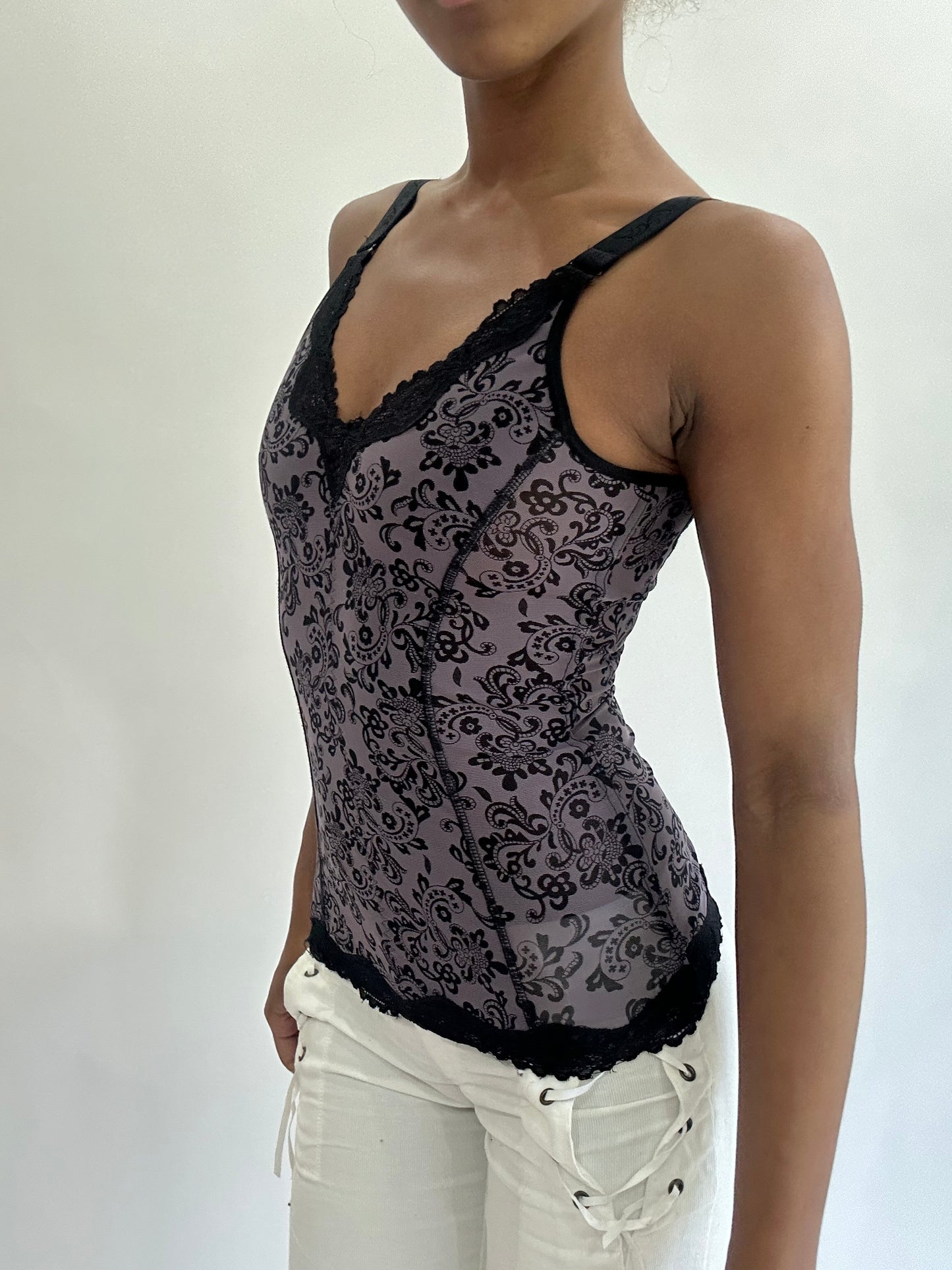 olivia rodrigo drop | extra small purple patterned vest top