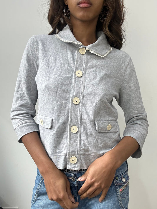 vintage edit: fashion week | small grey moschino cardigan top