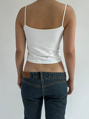 autumn picks | small white  ruched cami top with thin straps