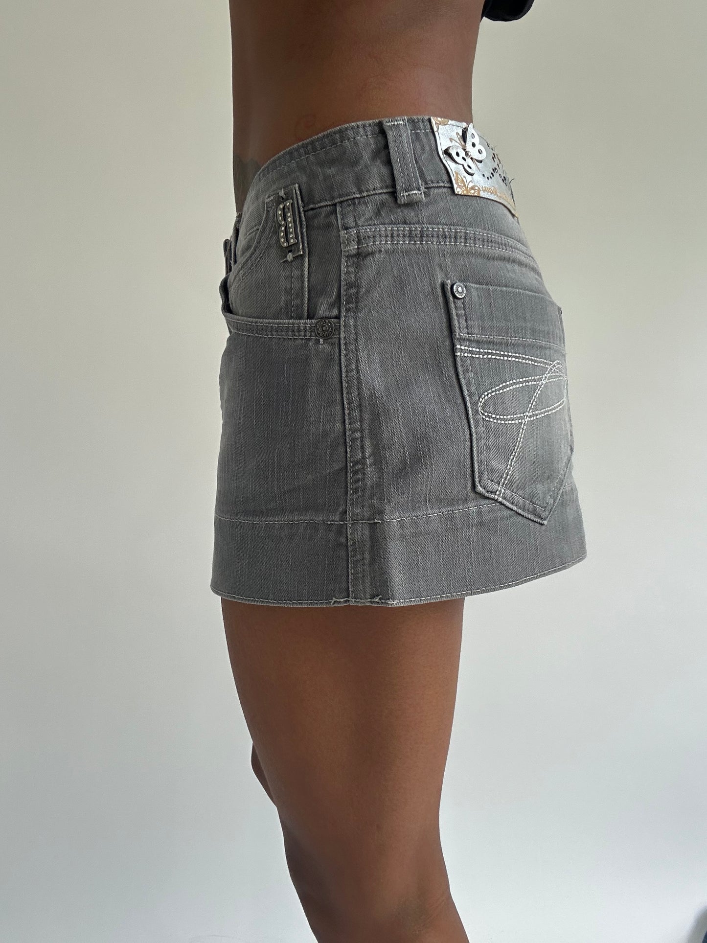 euro trash | small grey old label bershka mini skirt