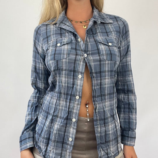 OLIVIA RODRIGO DROP | medium blue abercrombie checkered shirt