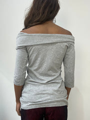 vintage edit: fashion week | small grey off the shoulder top