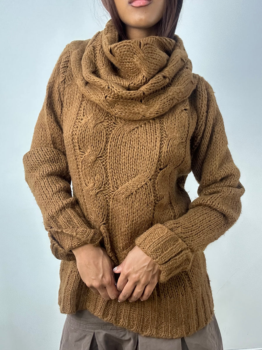 vintage edit thirty-three | medium brown cable knit jumper