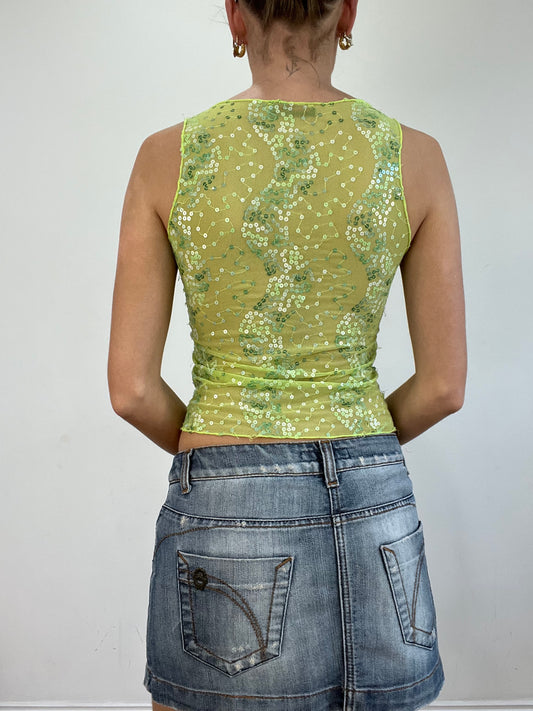 vintage edit twenty | medium green sequin tank top
