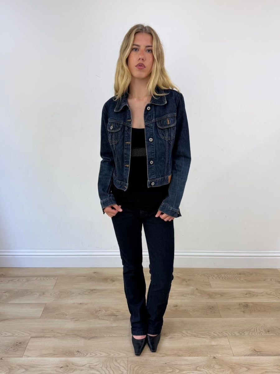 blue dark wash guess denim jacket