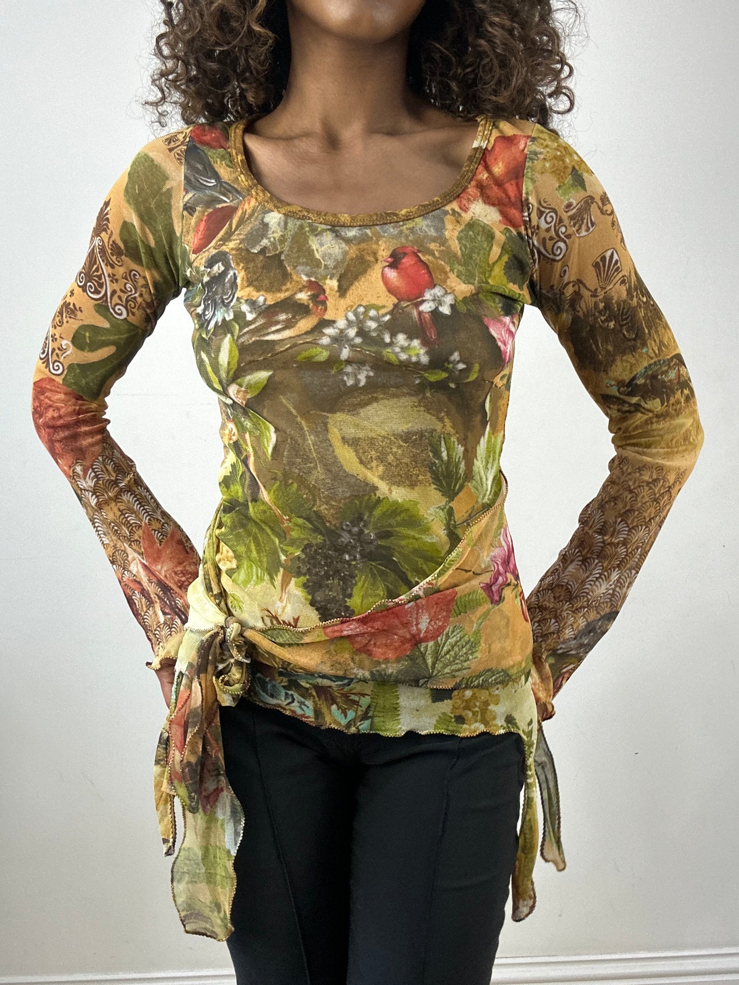 vintage edit thirty-four | small green save the queen top with floral print