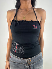💻💚 vintage edit eighteen | small black killah by miss sixty graphic halterneck top