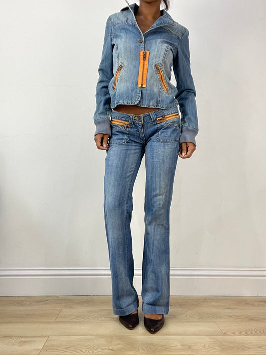 vintage edit: halloween | small blue old label bershka denim jacket and jeans set