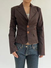 autumn picks | medium brown suit style jacket with buttons detail