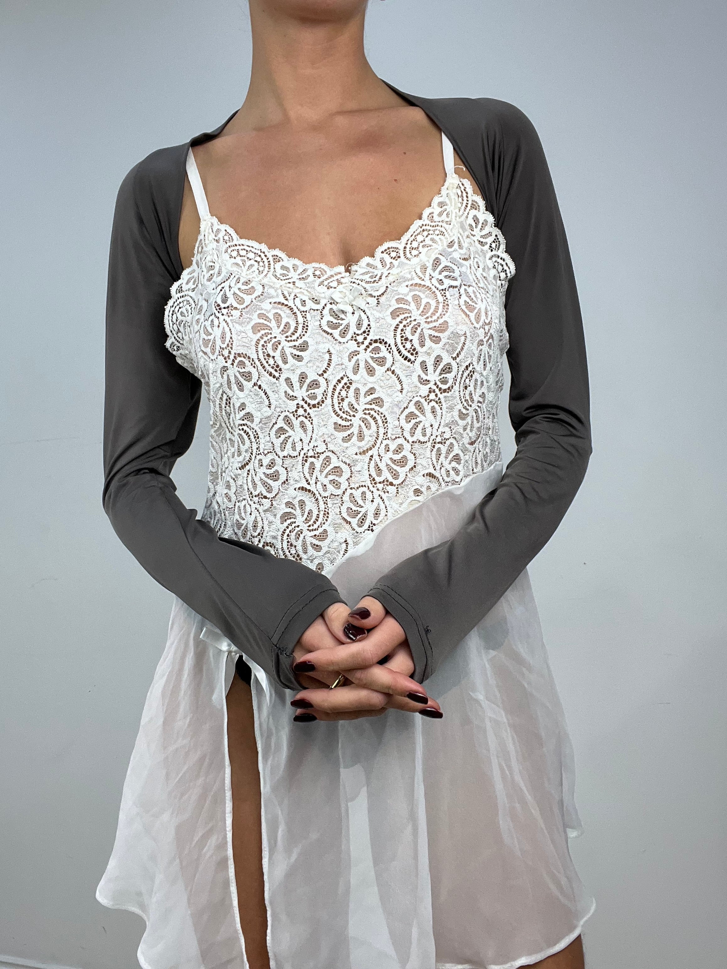 💚 DATE NIGHT medium grey long sleeve bolero – remass