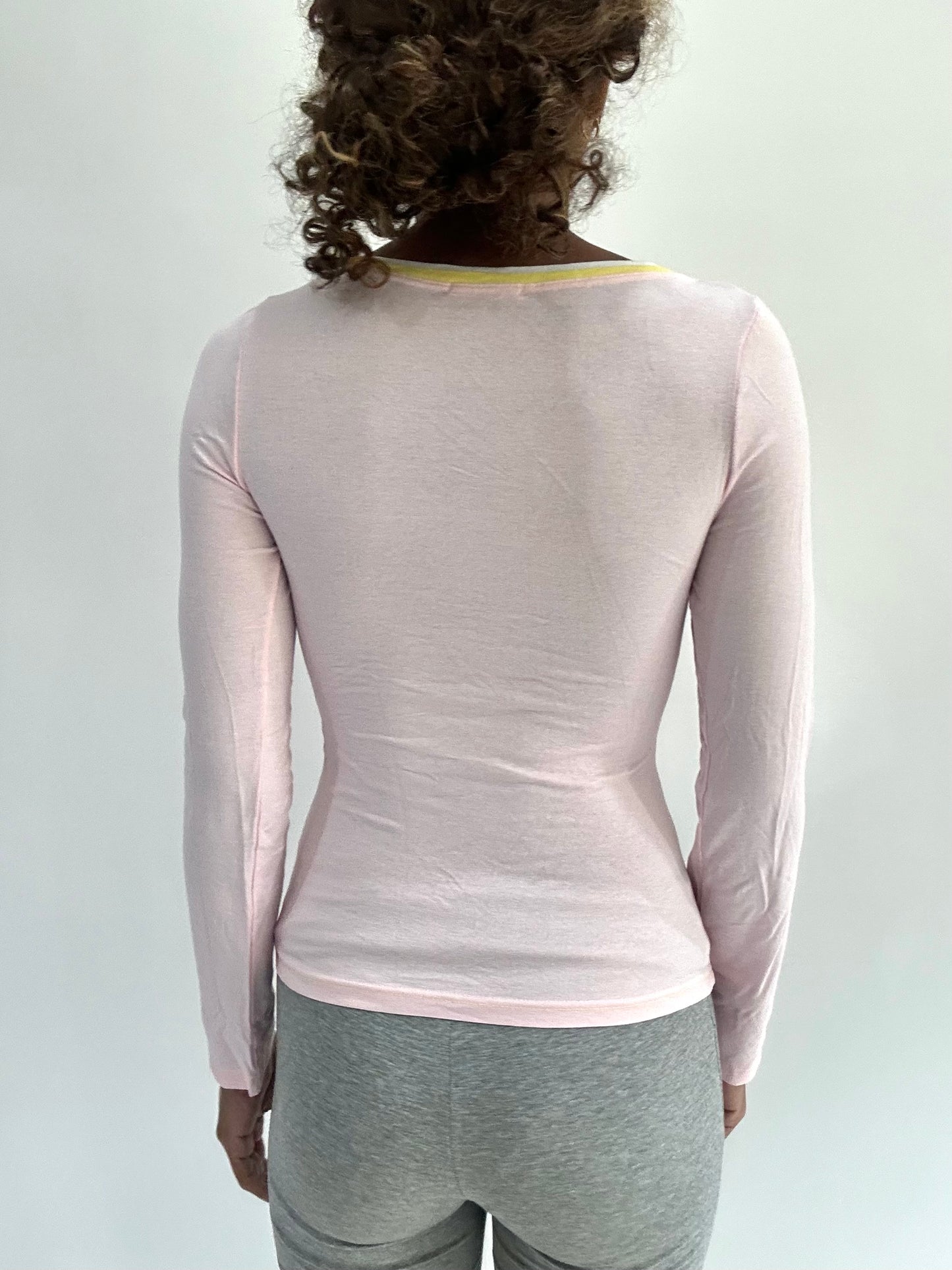 ‼️ | small light pink long sleeve ribbon detail top
