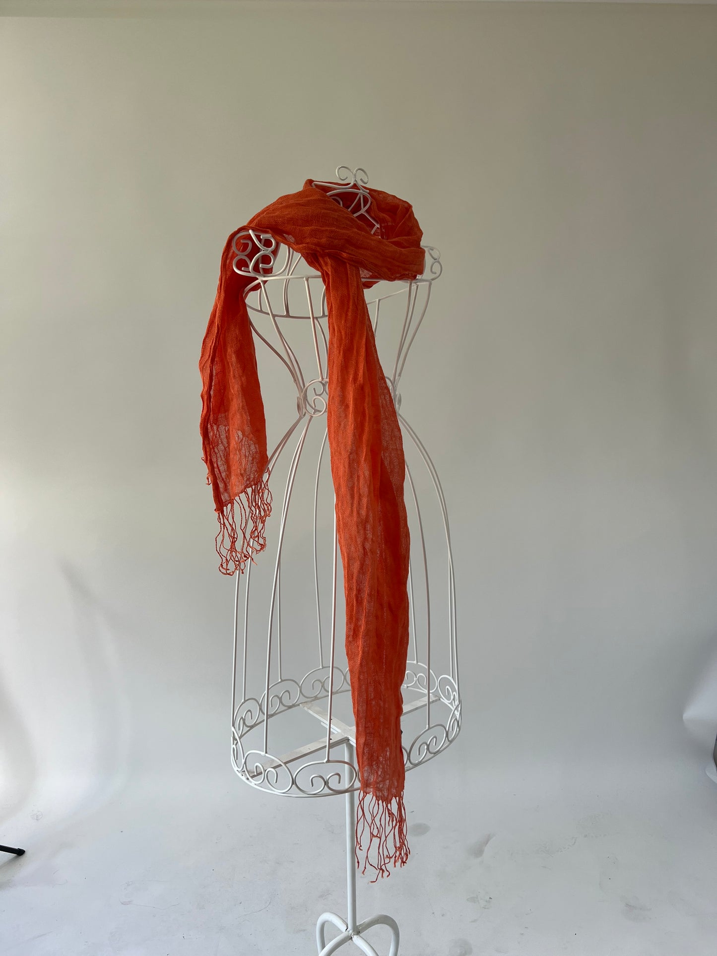 SATC drop | orange sheer scarf with tassels