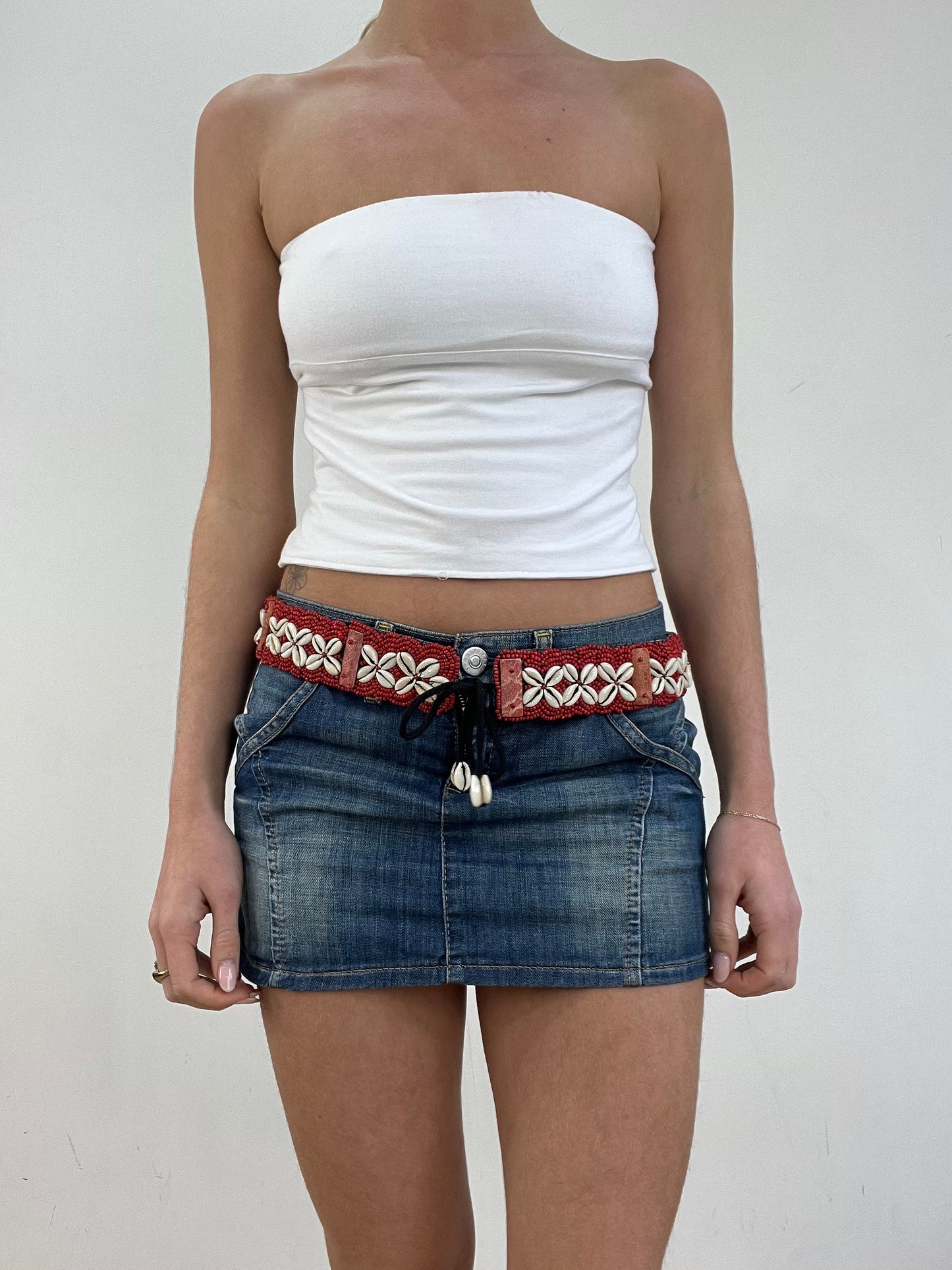 🐚#43 orange and white shell belt