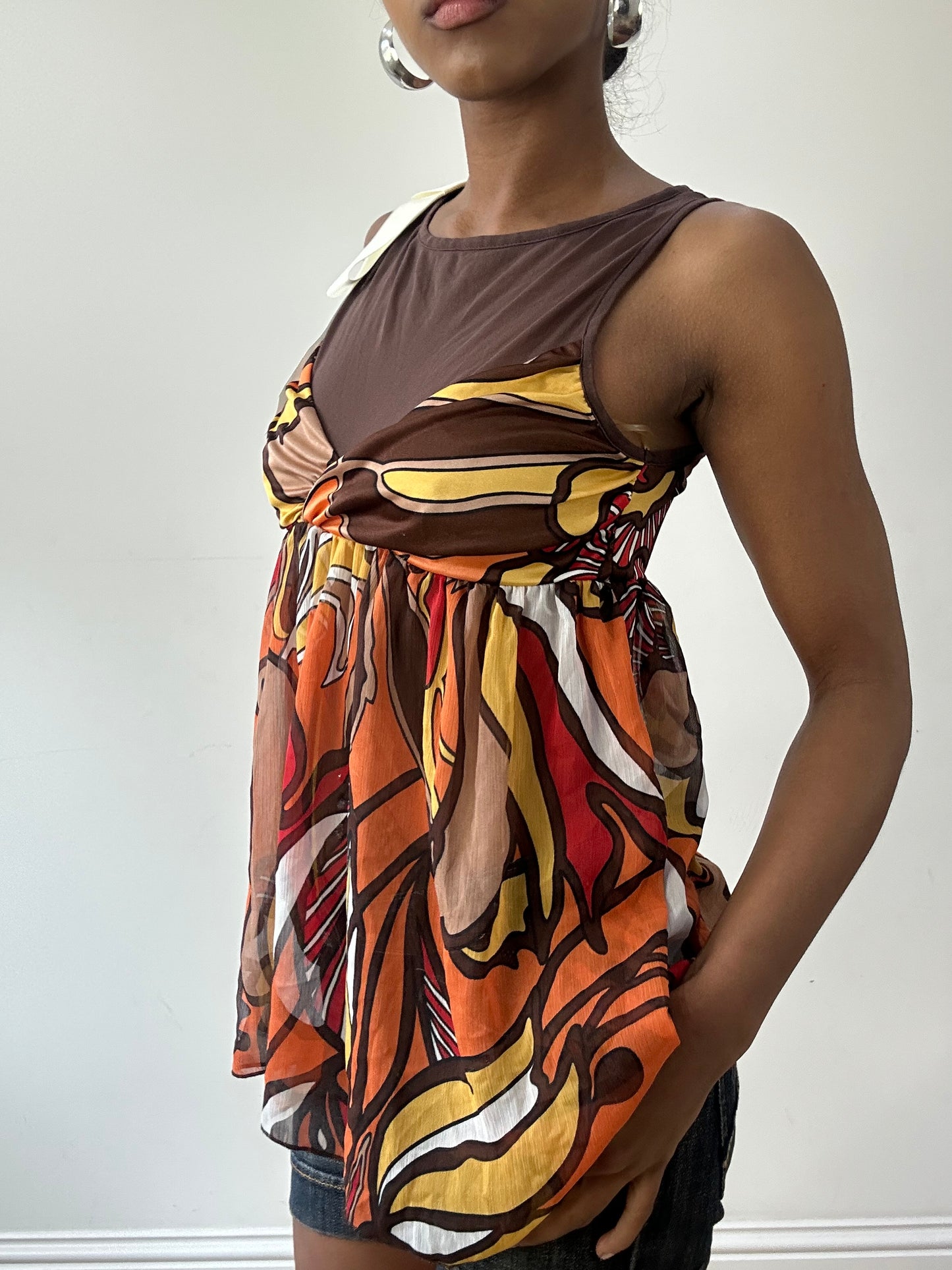 vintage edit thirty-one | small brown and orange morgan de toi top