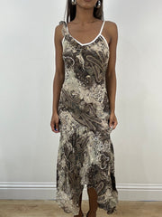 vintage edit: indie sleaze | small brown asymmetric midi dress