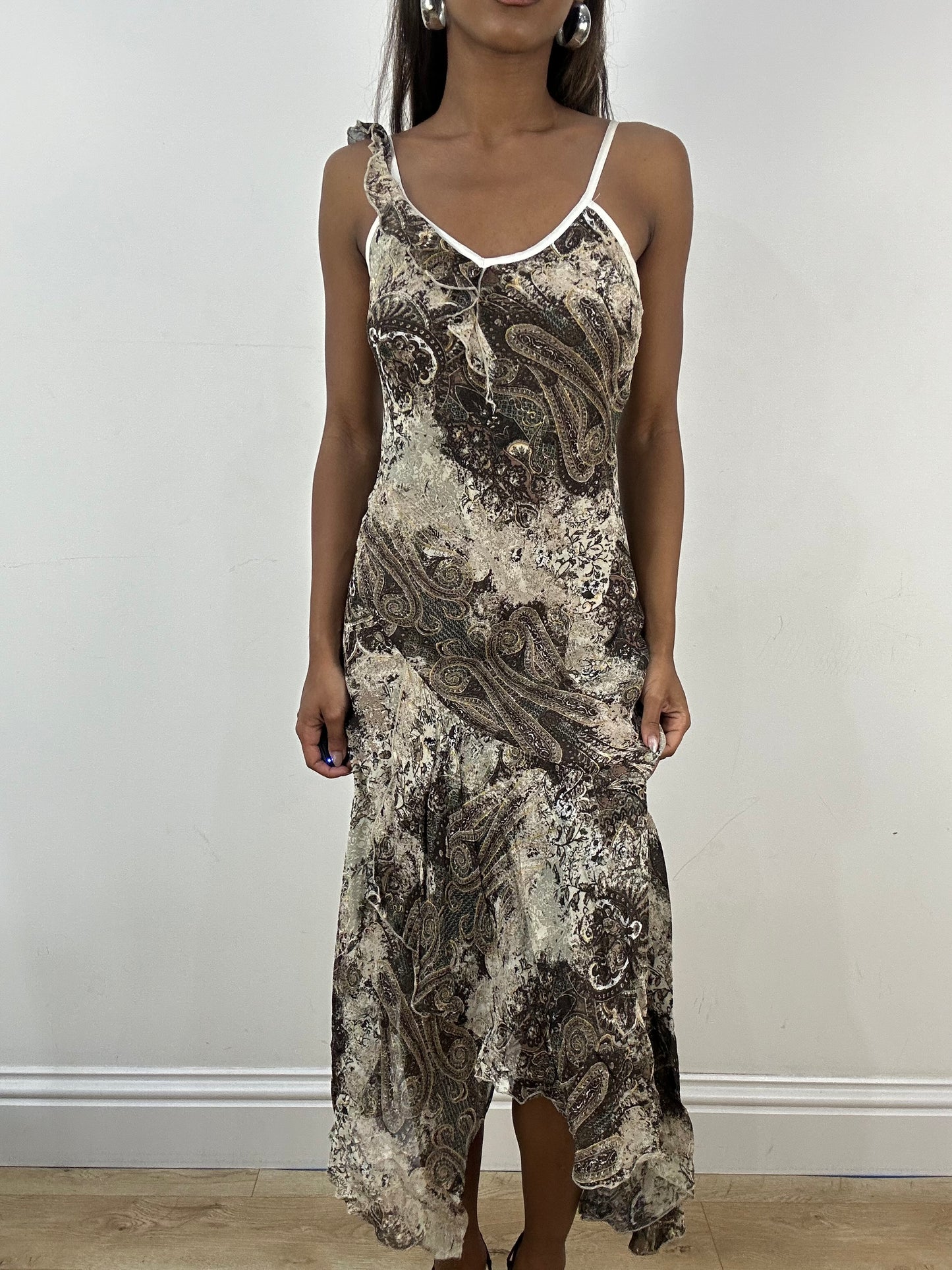 vintage edit: indie sleaze | small brown asymmetric midi dress