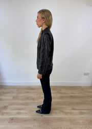 medium black leather motorbike jacket