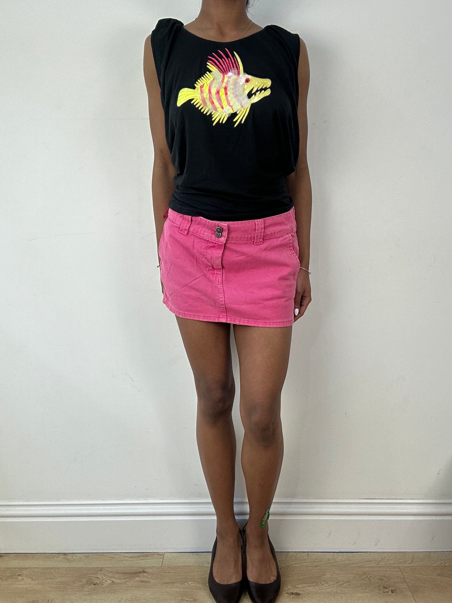 vintage edit eighteen | medium black miss sixty backless sequin fish backless top