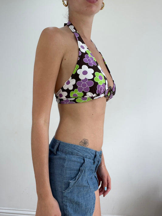 vintage edit twenty eight | medium purple and green bikini set with floral print