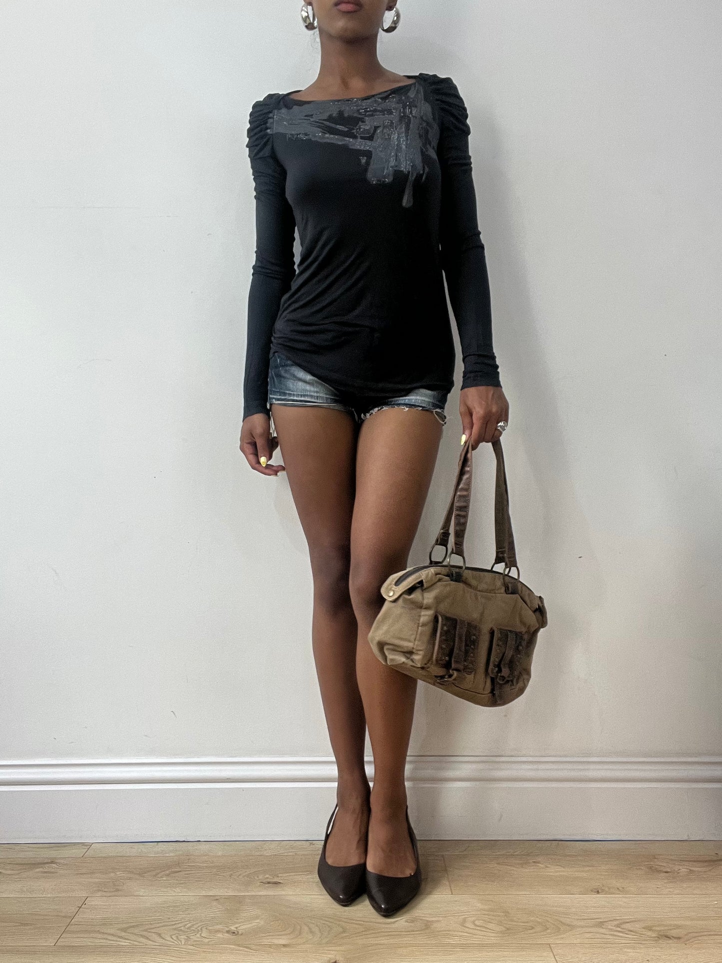 BEST PICKS | brown faux leather shoulder bag with studding details