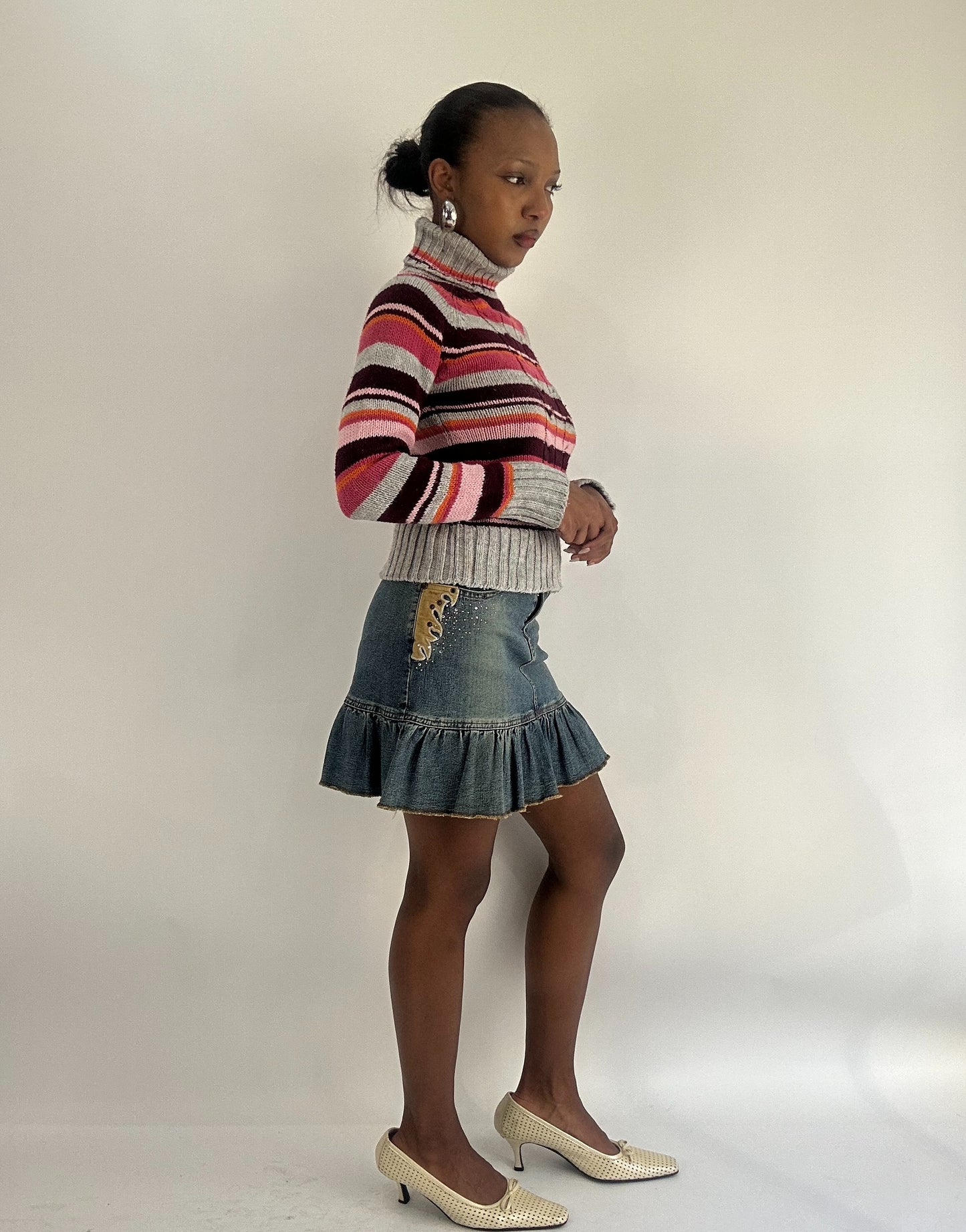 AUTUMN FAVOURITES | extra small pink and grey fishbone knitted jumper