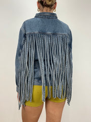 vintage edit ten | medium mid wash denim fringe jacket