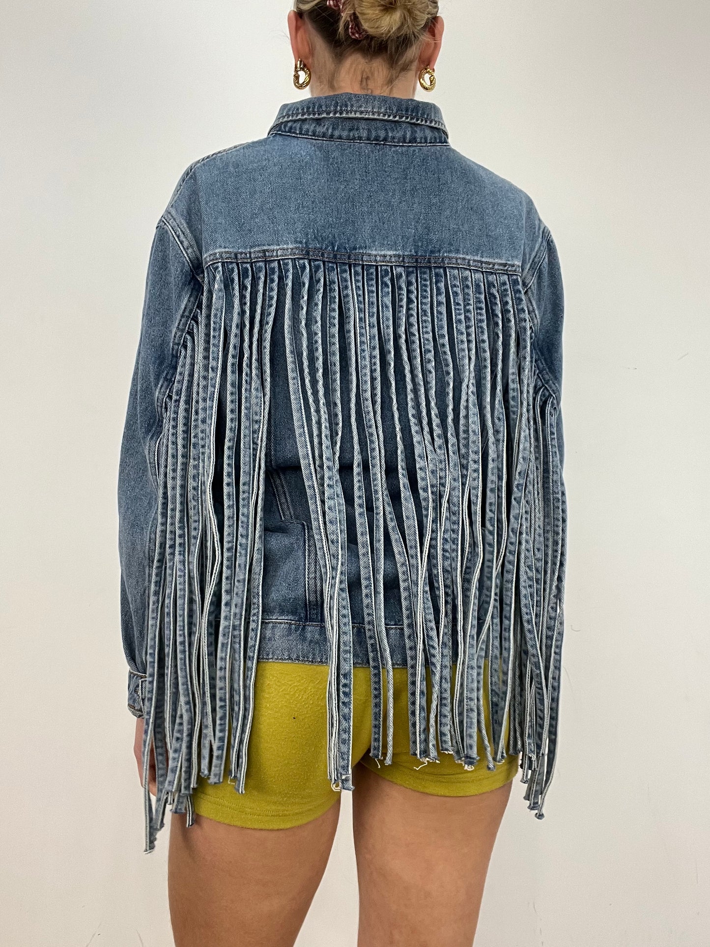 vintage edit ten | medium mid wash denim fringe jacket
