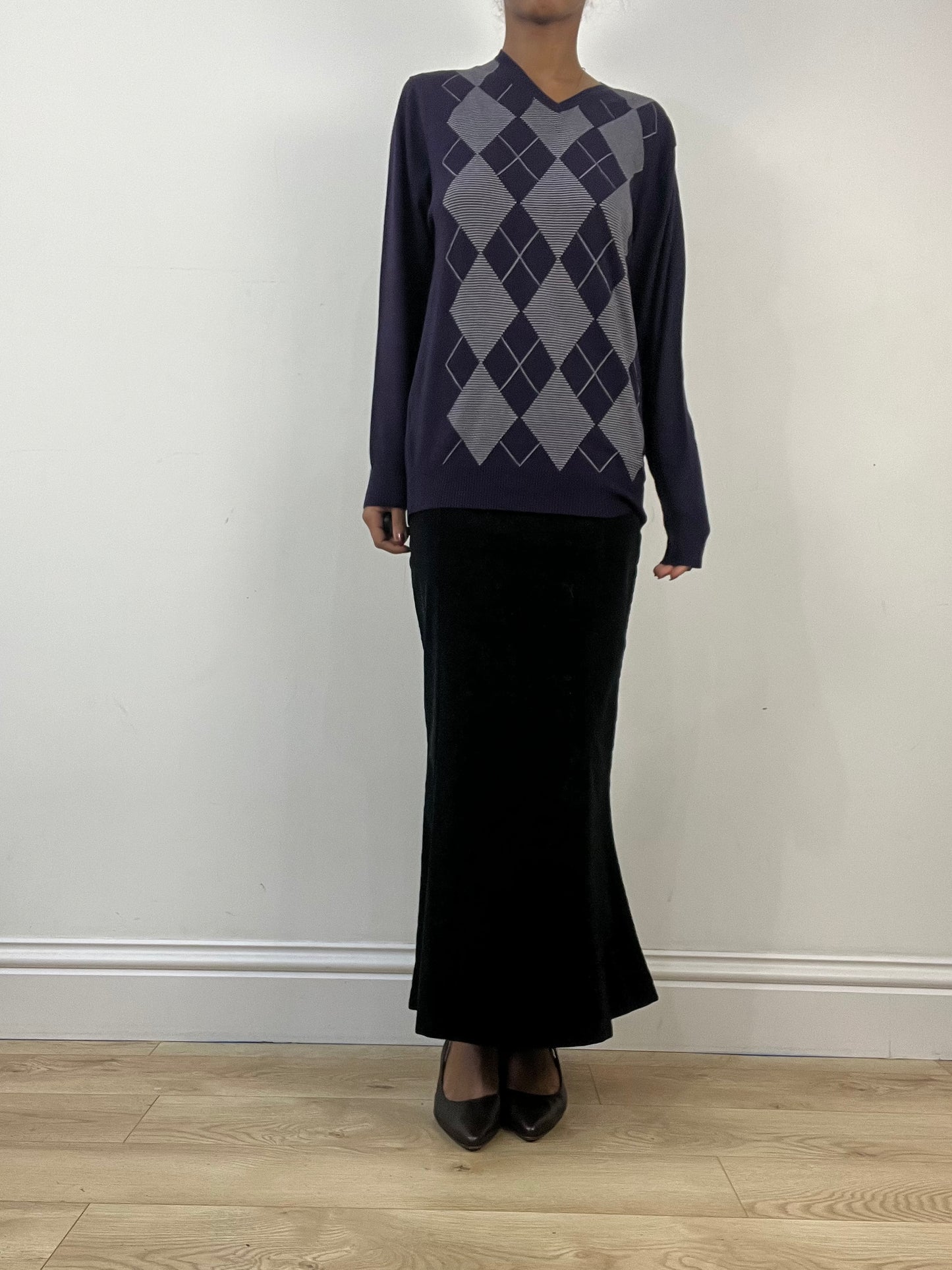 winter edit | large purple jumper with grey argyle print