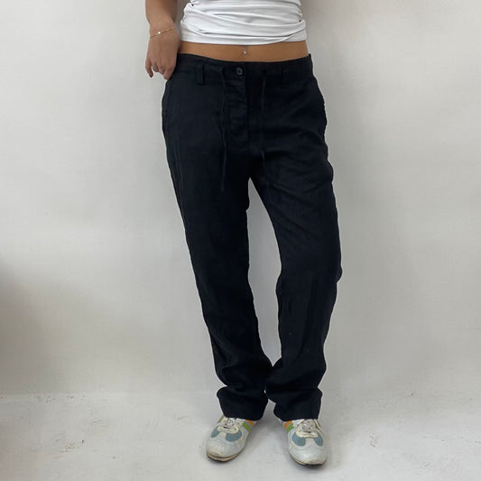 90s MINIMALISM DROP | small black old label h&m linen trousers
