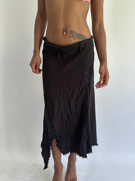 BEST PICKS | medium black asymmetric broiderie midi skirt