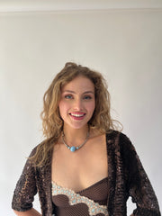 SATC drop | couleur: argenté + bleu · article: collier · détails: perles