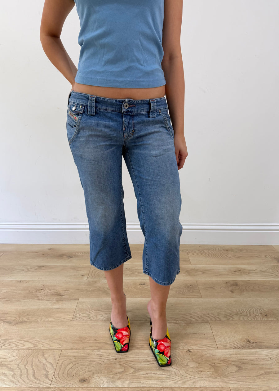 small diesel blue denim capri jeans